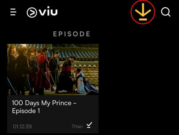 klik tombol download 100 days my prince sub indo di viu