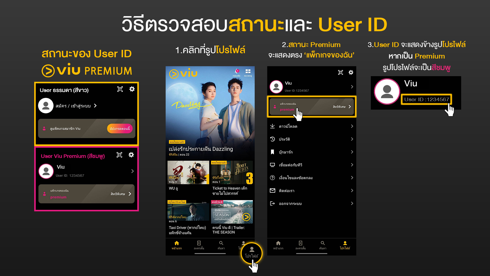 วิธีเช็ก User ID สำหรับบัญชี Viu Premium
