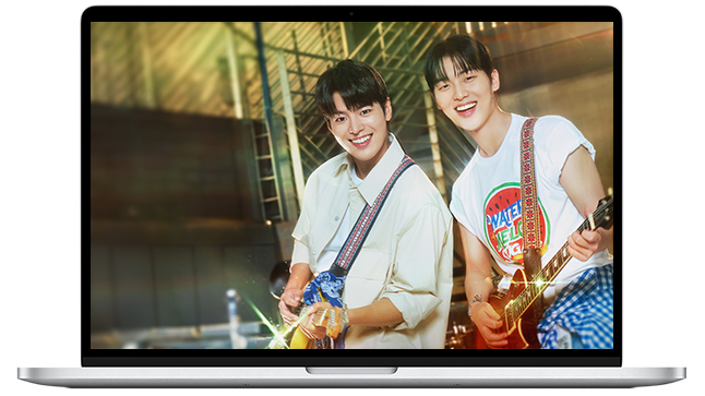 Ryeoun as Ha Eun-gyeol, Choi Hyun-Wook as Ha Yi-chan - Twinkling Watermelon Viu Kdrama TV series online wallpaper desktop Tablet V2 mockup