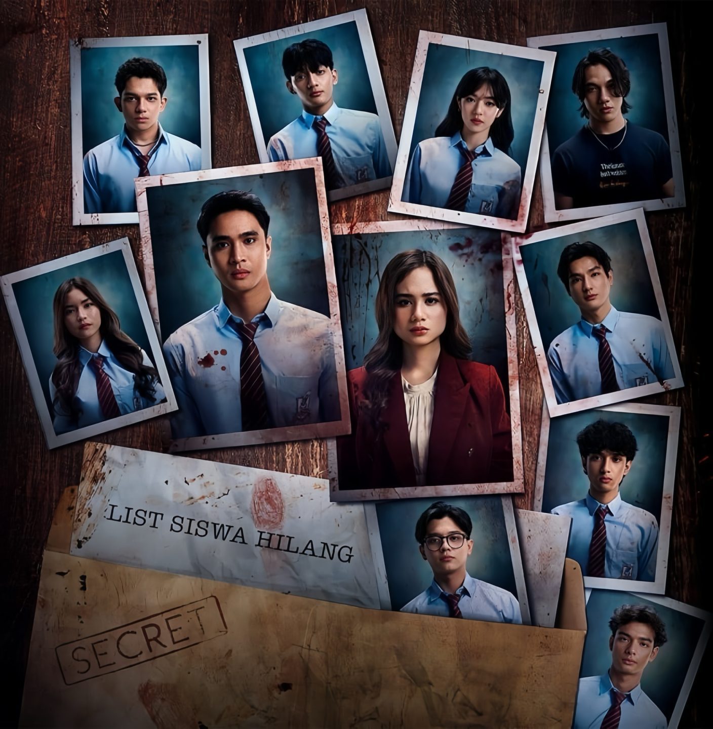 Tissa Biani as Aura, Yesaya Abraham as Sakha, Ryan Winter as Azka, and Florian Rutters as Jayden Indonesian series Secret High School Viu thriller series Secret High School Viu teen youth genre