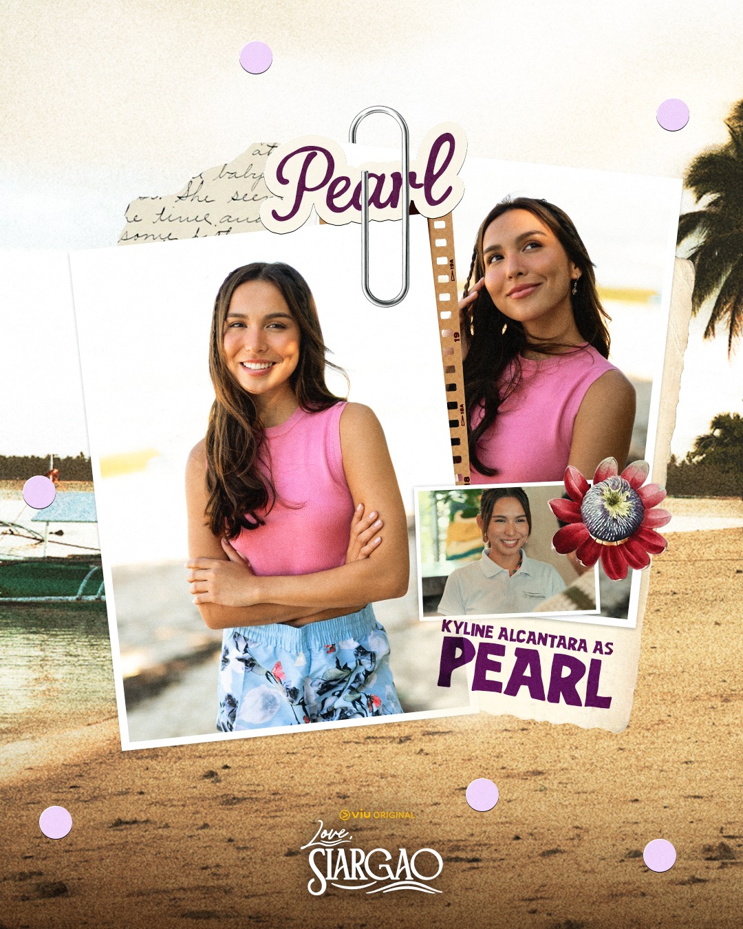 Kyline Alcantara as Pearl Love, Siargao cast behind the scene bts rom com Viu Pinoy Drama Philippine romantic drama TV series Filipino dramas