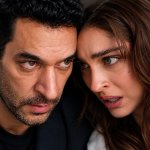 Close-up dramatic shot of Murat Yıldırım as Serhat Tecer and Cemre Baysel as Zeynep Candan in Sins and Roses Season 2 (Güller ve Günahlar).
